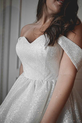 Plus Size Short Sparkly Wedding Dress Milana US 26 Plus Size Short Sparkly Wedding Dress Milana US 26