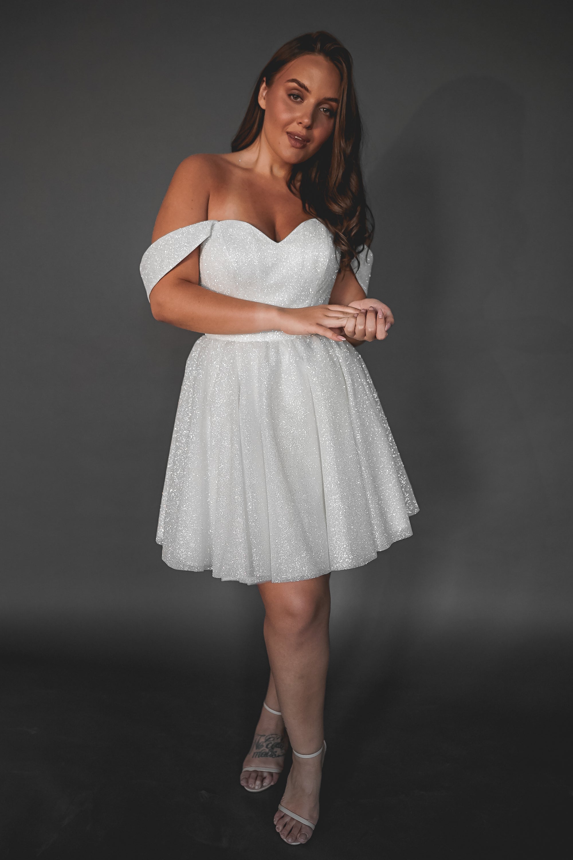 Plus Size Short Sparkly Wedding Dress Milana US 26 Plus Size Short Sparkly Wedding Dress Milana US 26