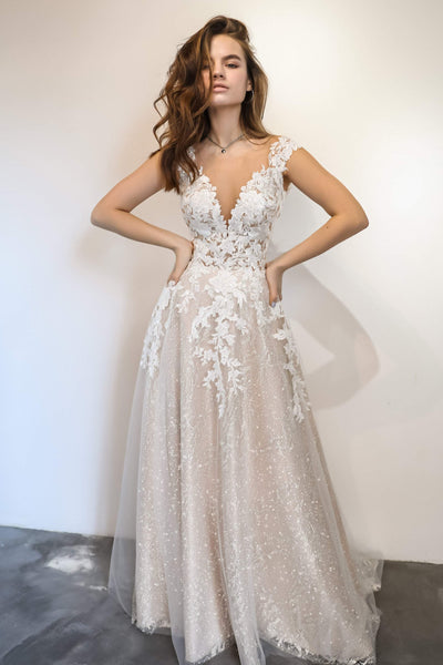 Blush Floral Lace Wedding Dress Enn – Olivia Bottega