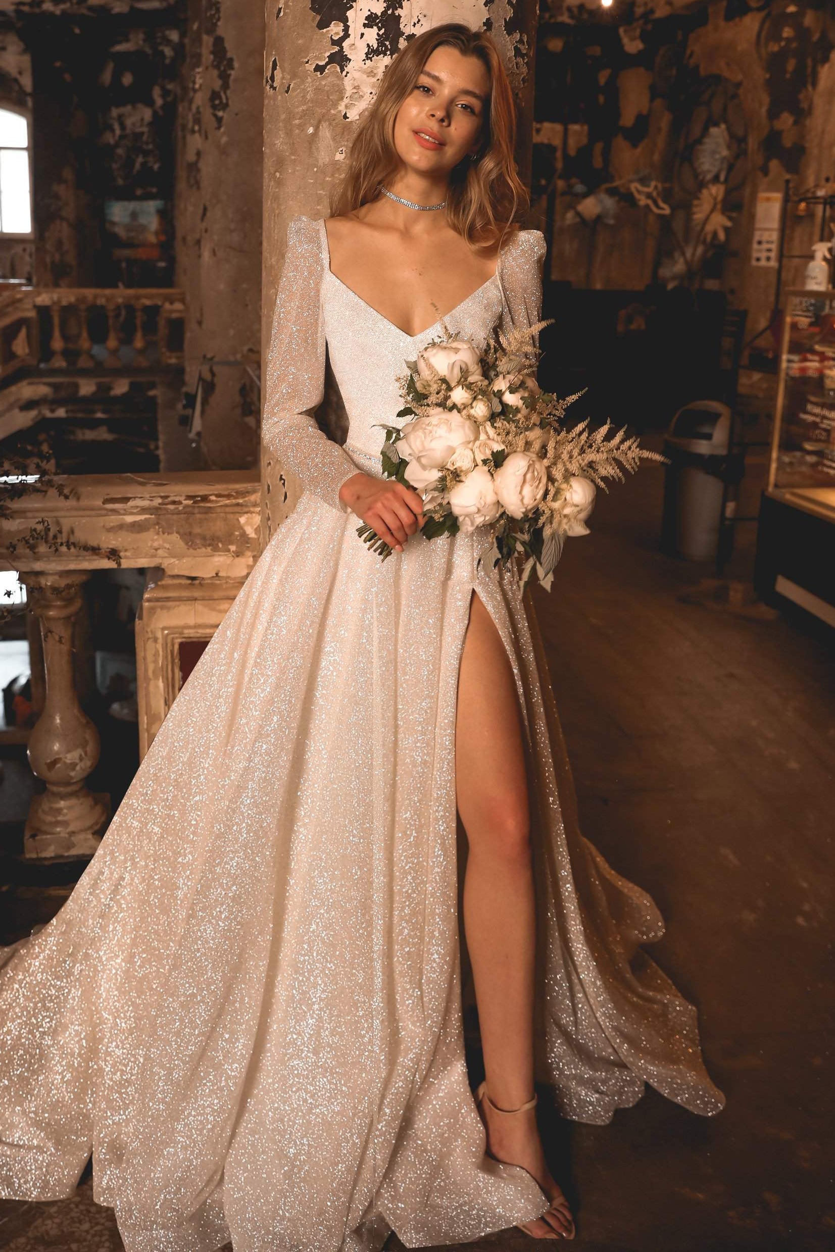 Beaded Lace Elbow Sleeve Modest Wedding Dress | David's Bridal