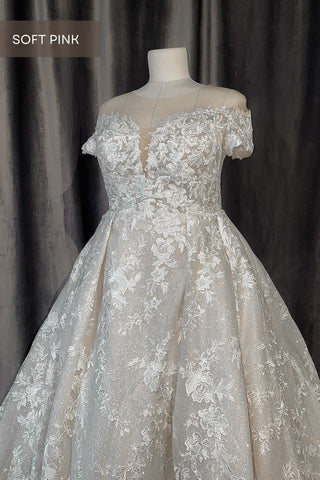 Lace Off-the-Shoulders Wedding Dress Charlotte Light ivory / US 22 Lace Off-the-Shoulders Wedding Dress Charlotte Light ivory / US 22