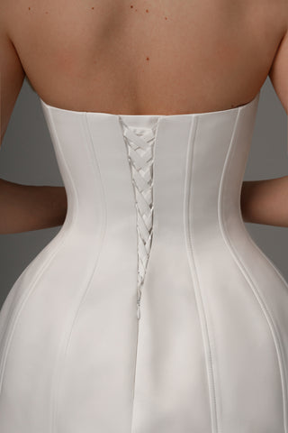 white leather wedding dress 2 in 1 Wedding Dress With Detachable Skirt Protea US 16