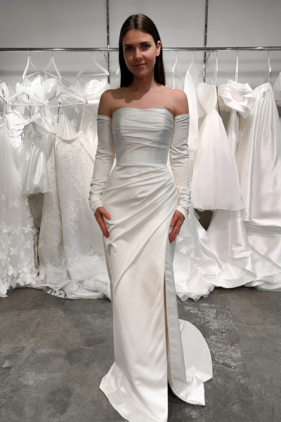 Satin Wedding Dress Kate With Detachable Sleeves US 22