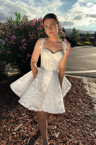 Short Floral Lace Wedding Dress Darsi