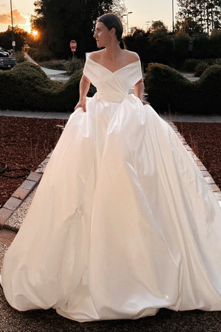 wedding dress overskirt Convertible Satin Wedding Dress Mira (dress+overskirt) US 18