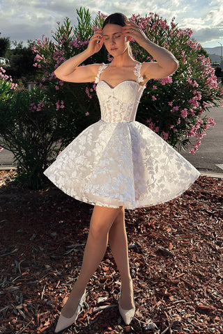 Short Floral Lace Wedding Dress Darsi