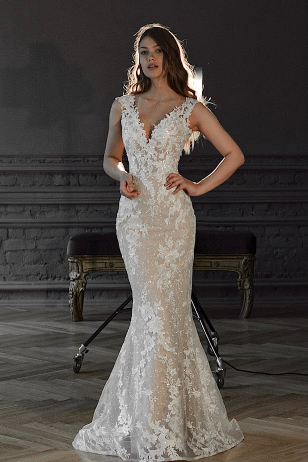 Nude Lace Mermaid Wedding Dress Airis – Olivia Bottega