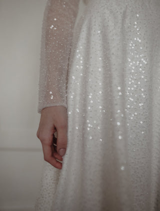 Light ivory Sparkly Wedding Dress Feilin