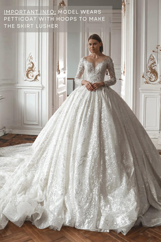 Royal Lace Off-The-Shoulder Sparkly Wedding Dress Meryem