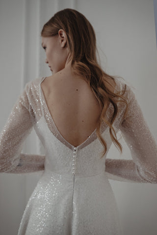 Light ivory Sparkly Wedding Dress Feilin