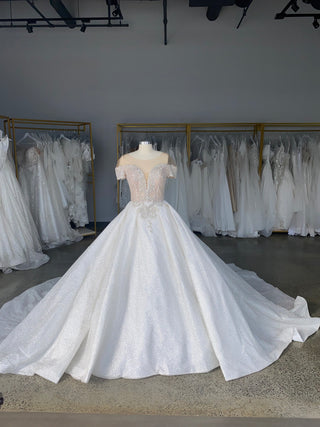 Off-the-Shoulder Sparkly Wedding Dress Udjiri