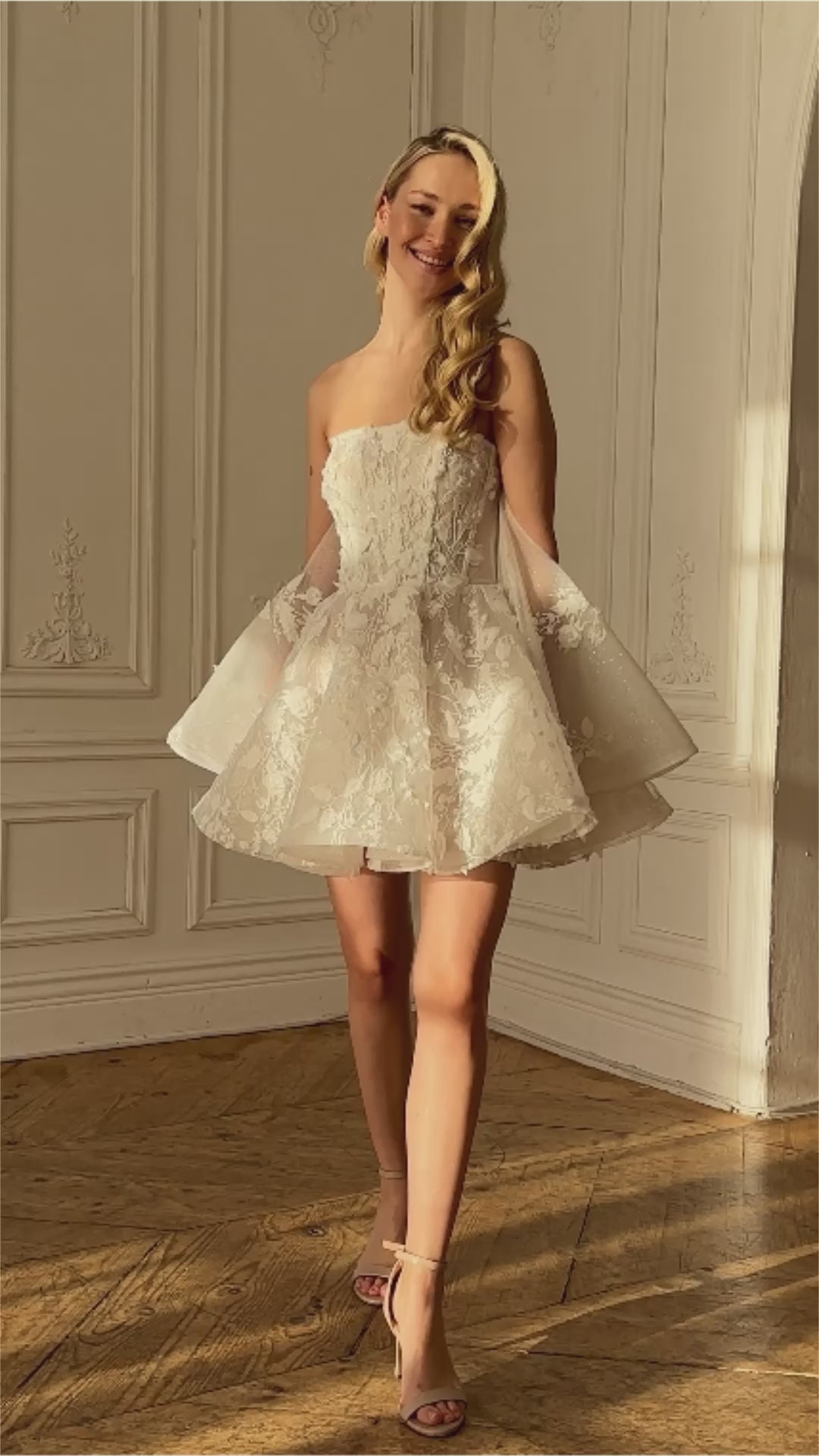 2 in 1 Short Wedding Dress Twilight Muse with Detachable Audrey