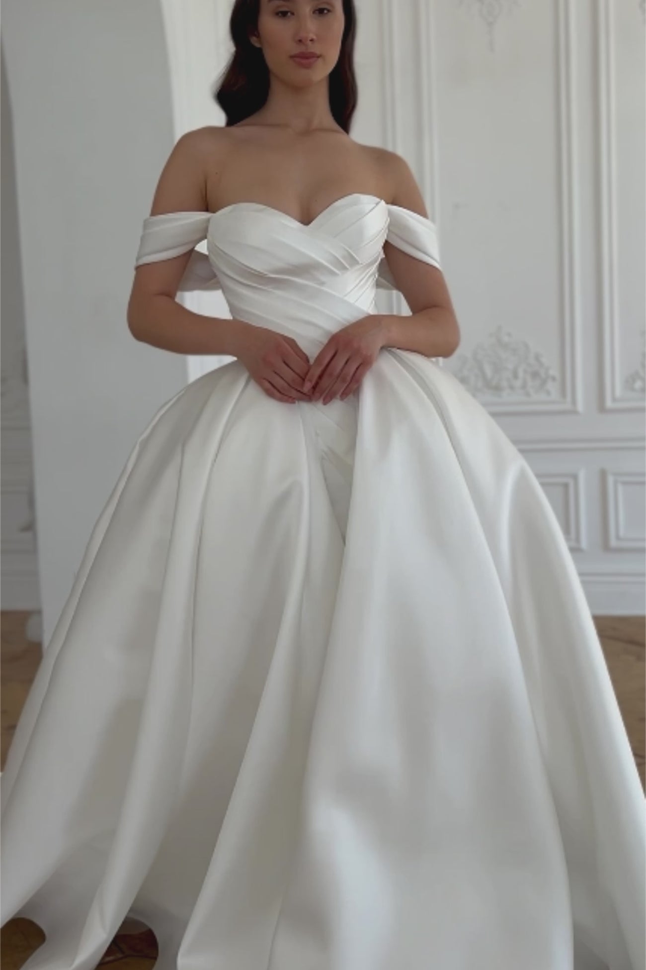 Flowered Organza Basque Waist Corset Wedding Gown Sophia