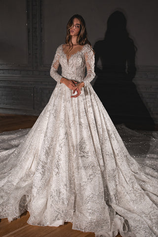 Royal Lace Off-The-Shoulder Sparkly Wedding Dress Meryem Royal Lace Off-The-Shoulder Sparkly Wedding Dress Meryem