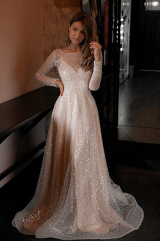 Nude Sparkly Wedding Dress Feilin US 6 Nude Sparkly Wedding Dress Feilin US 6