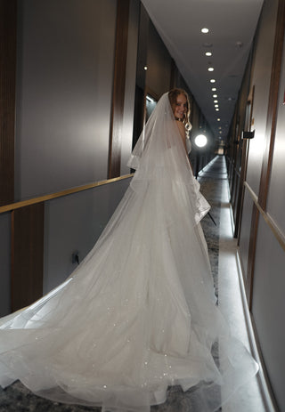 Sparkle Sleeveless Wedding Dress Mirrorball with Detachable Bow