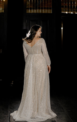 Plus Size Sequin Wedding Dress Feilin