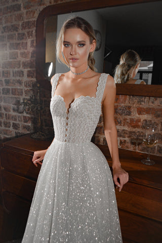 coral lace dress for wedding Shiny A-line Wedding Dress Coral Light ivory / Custom Size
