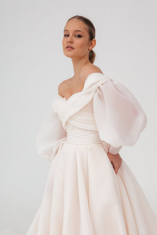Coral Extra Convertible Wedding Dress Audrey (Basic dress + bolero + bow + detachable train)