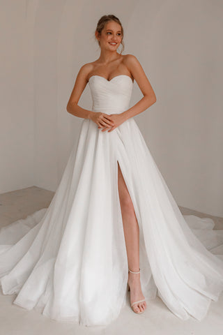 Sparkle Sleeveless Wedding Dress Mirrorball with Detachable Bow