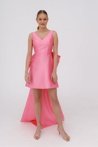 Pink Mikado Evening Dress Tofa with Huge Bow