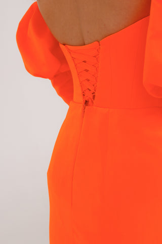 Luminescent Orange Satin Evening Dress Breeze