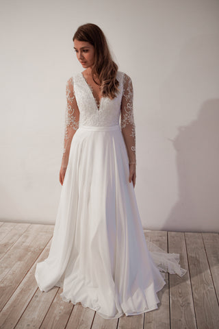 C2022-SLS3011 - sheer long sleeve plus size lace wedding ball gown  Plus size  wedding dresses with sleeves, Plus size wedding gowns, Elegant long sleeve  wedding dresses