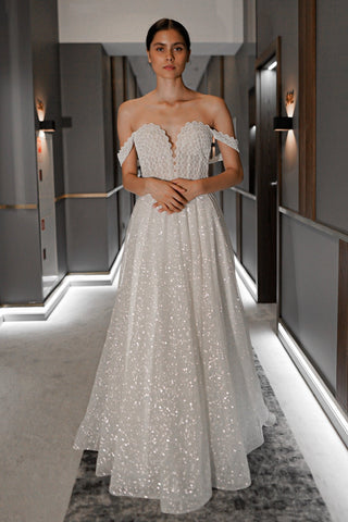 Shiny A-line Wedding Dress Coral Shiny A-line Wedding Dress Coral