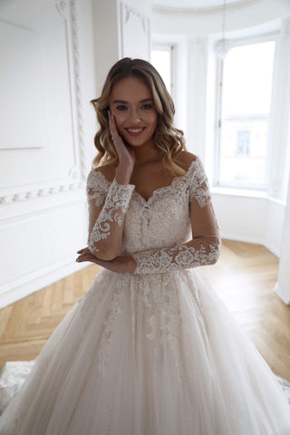 Lace Wedding Dress Elizabett Deco Soft pink / US 16 Lace Wedding Dress Elizabett Deco Soft pink / US 16