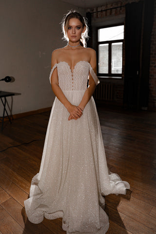 Shiny A-line Wedding Dress Coral Shiny A-line Wedding Dress Coral