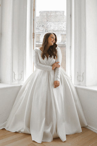 Mikado Wedding Dress Ester with Long Sleeves
