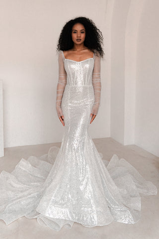 Glitter Wedding Dress Addison with Long Sleeves