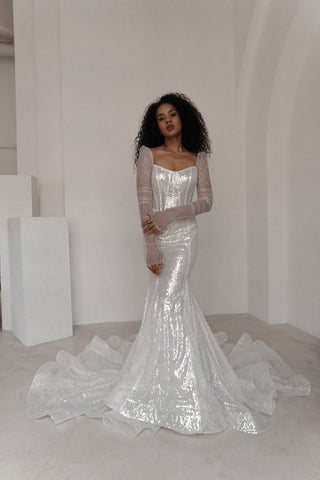 Glitter Wedding Dress Addison with Long Sleeves
