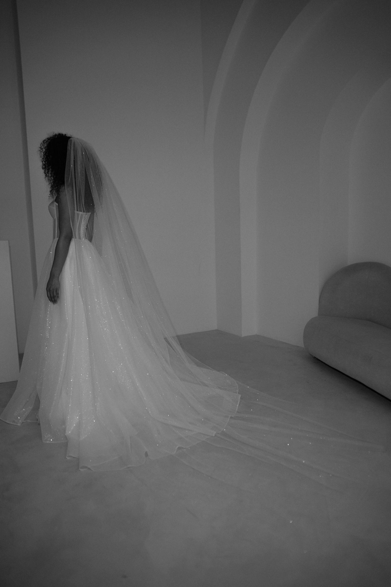 Olivia Bottega Sparkly Wedding Veil | Bridal Accessories Ready-to-Ship / Light Ivory / Shoulders 23 (58 cm)
