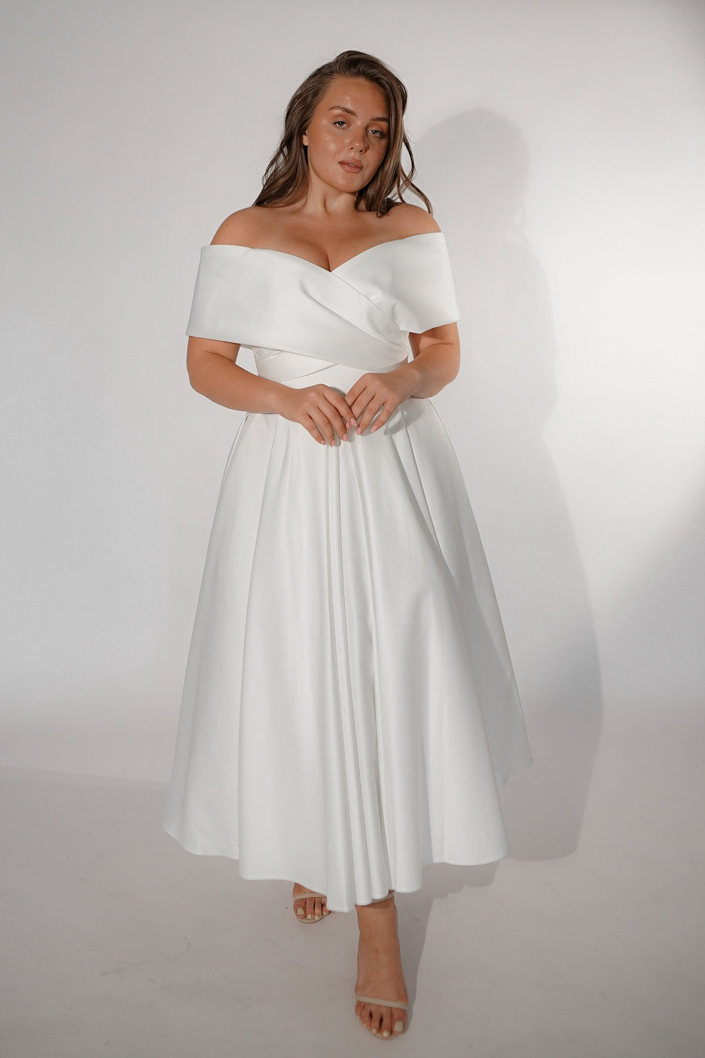 Plus Size Satin Midi Wedding Dress Cameron – Olivia Bottega