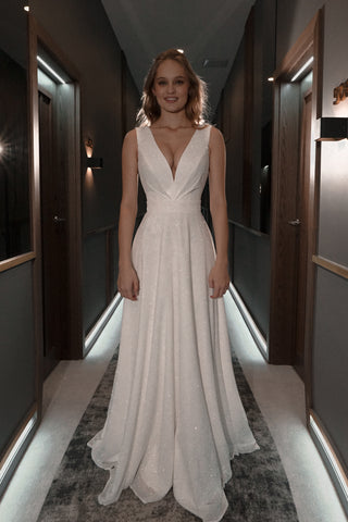 Minimalist Glitter Wedding Dress Kossy