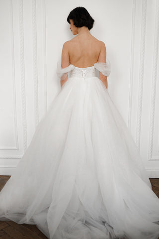Off-The-Shoulder Shimmering Soft Tulle Wedding Dress Aleksis