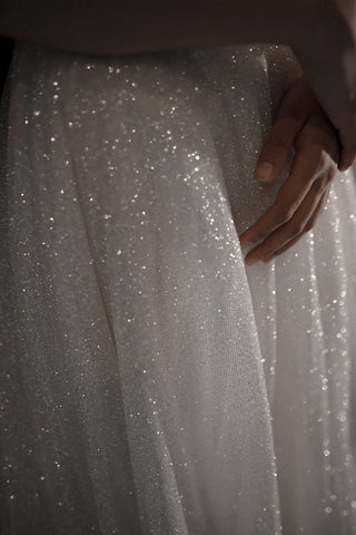 Sparkle Wedding Dress Inkery With Square Neckline Blush / Ready-to-Ship / US 6 Sparkle Wedding Dress Inkery With Square Neckline Blush / Ready-to-Ship / US 6