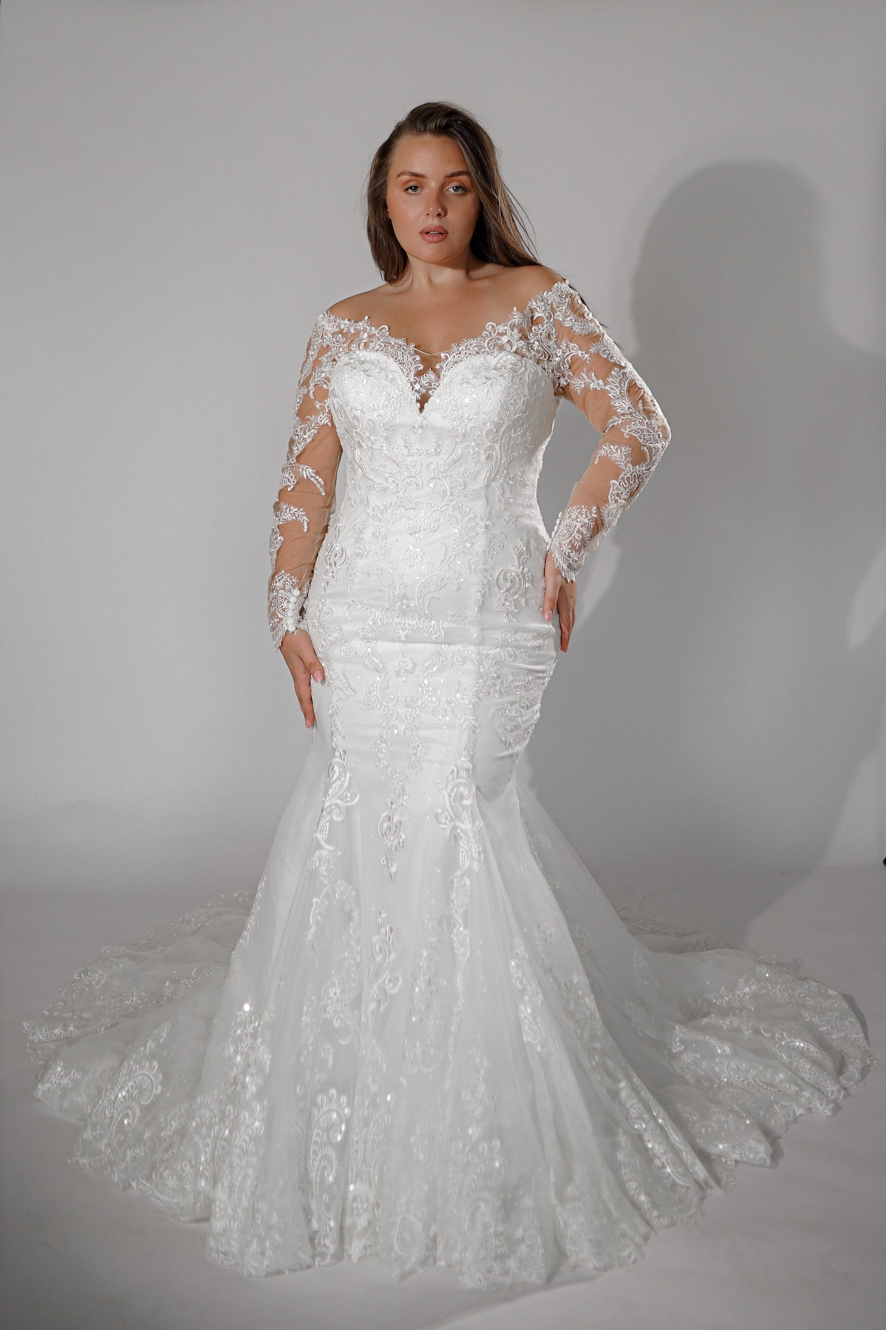 Plus Size 16 Wedding Strapless Lace White Mermaid Dress on Queenly
