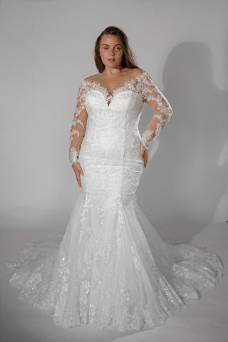 Plus-size Light ivory Mermaid Wedding Dress OB7962
