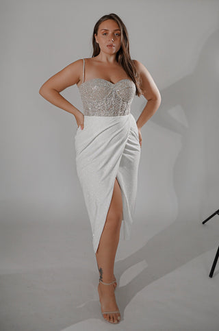 Plus Size Midi Sparkly Wedding Dress Madonna - Main Image