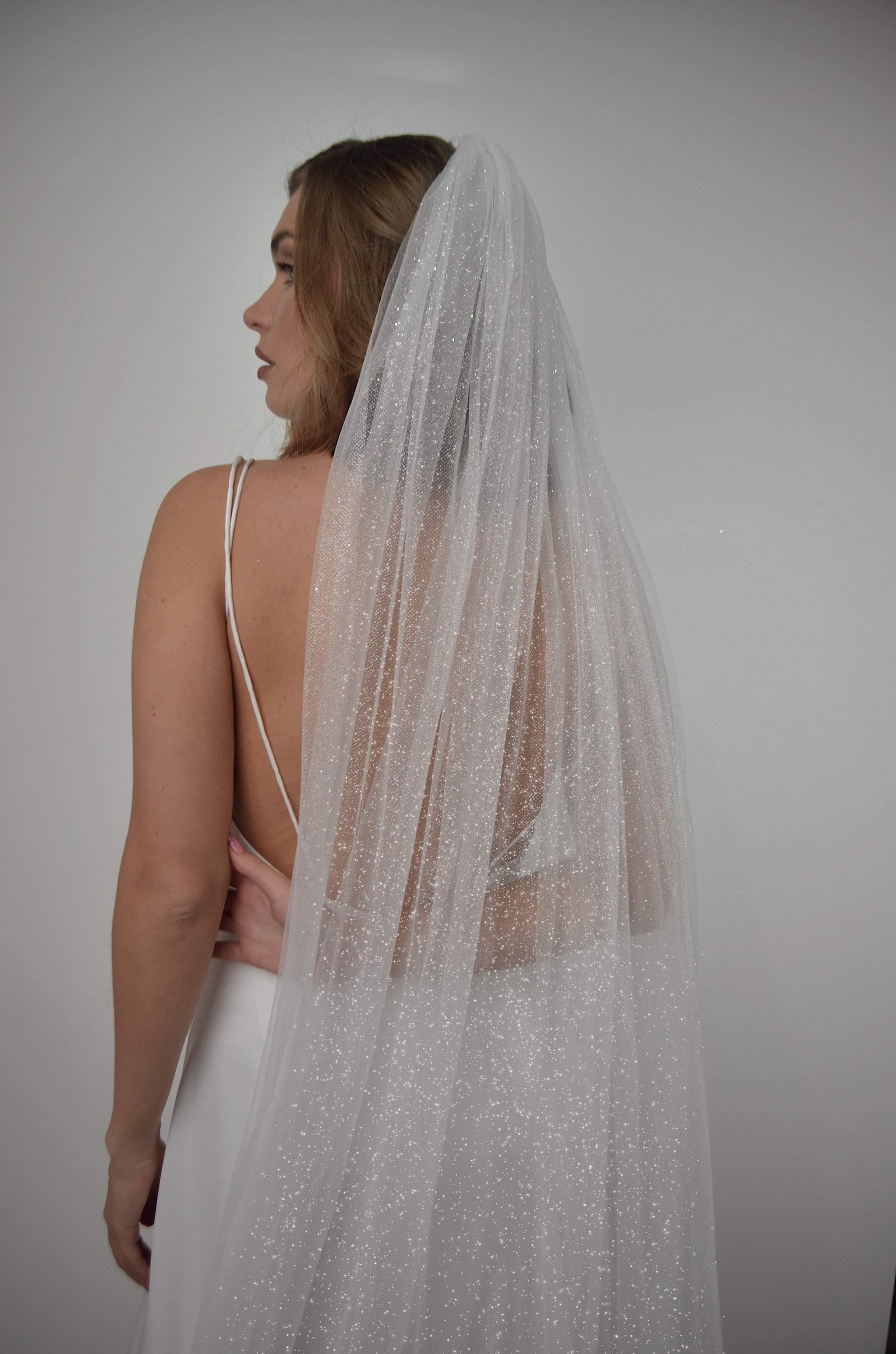 Spain by Olivia Bottega Cathedral Length Glitter Veil OB7962 | Bridal Accessories Made-to-Order / Light Ivory / Cathedral 114 (290cm)