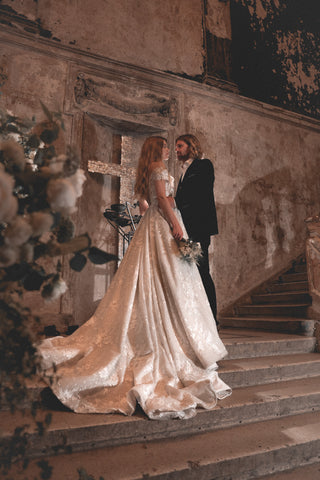 Lace Off-the-Shoulders Wedding Dress Charlotte Light ivory / US 22 Lace Off-the-Shoulders Wedding Dress Charlotte Light ivory / US 22
