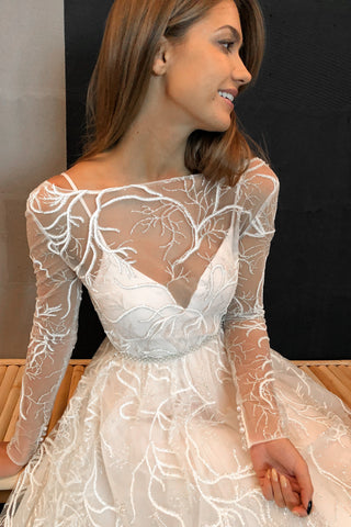 2 in 1 Sparkly Wedding Dress Stourin