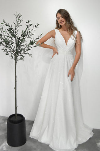 Minimalist Glitter Wedding Dress Kossy