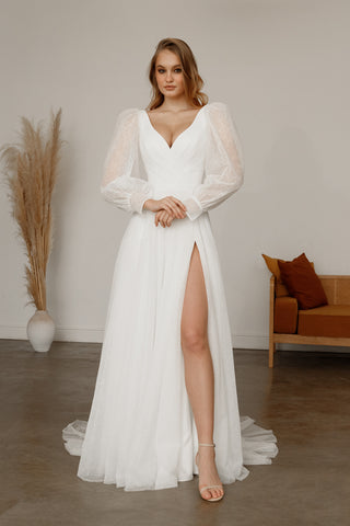 Sparkly Wedding Dress Inger With Leg Slit