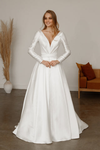 Mikado Wedding Dress Ester with Long Sleeves