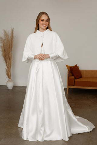 ivory cape for wedding dress Sheer Ivory + Gold Starburst Floor Length Wedding Cape