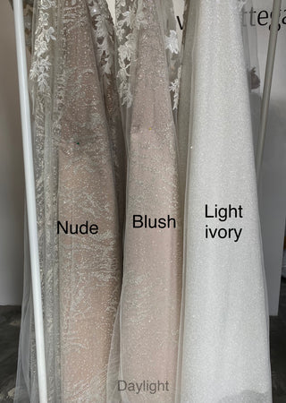 Nude Floral Lace Wedding Dress Enn