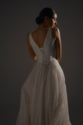 Sparkle Wedding Dress Inkery With Square Neckline